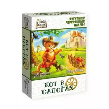 Деревянная игрушка Нескучные Игры Фигурный пазл Страна сказок - Кот в сапогах (74 детали)