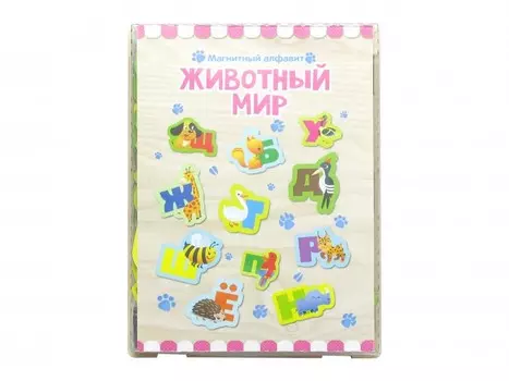 Деревянная игрушка Paremo Игровой набор Магнитный алфавит Животный мир