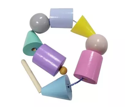 Деревянная игрушка RNToys Бусы Геометрические для малышей