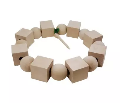Деревянная игрушка RNToys Бусы геометрические неокрашенные