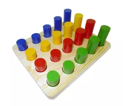Деревянная игрушка RNToys Цилиндры втыкалки 4 ряда