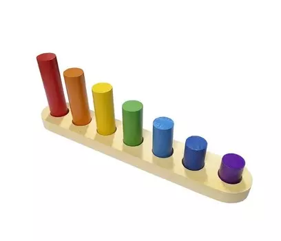 Деревянная игрушка RNToys Цилиндры втыкалки Радуга 1 ряд