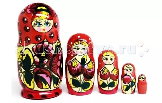Деревянная игрушка RNToys Матрешка 5 в 1 расписная