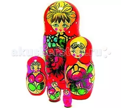Деревянная игрушка RNToys Матрешка 5 в 1 расписная Д-116