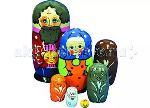 Деревянная игрушка RNToys Матрешка Сказка Колобок 7 в 1