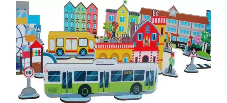 Деревянная игрушка Рыжий Тим Конструктор Городская жизнь 84 шт.