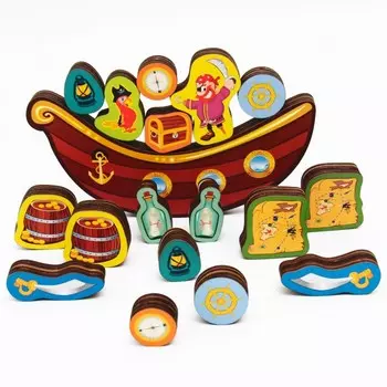 Деревянная игрушка Сибирские игрушки Балансир Пиратский корабль