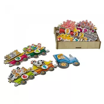 Деревянная игрушка Сибирские игрушки Липучка Трактор с животными