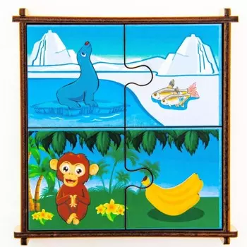 Деревянная игрушка Сибирские игрушки Пазлы-пара Кто что ест?