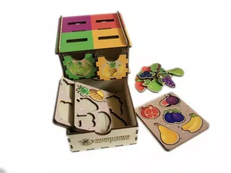 Деревянная игрушка Сибирские игрушки Умный комодик маленький Фрукты, ягоды