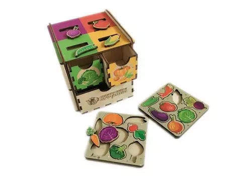 Деревянная игрушка Сибирские игрушки Умный комодик маленький Овощи