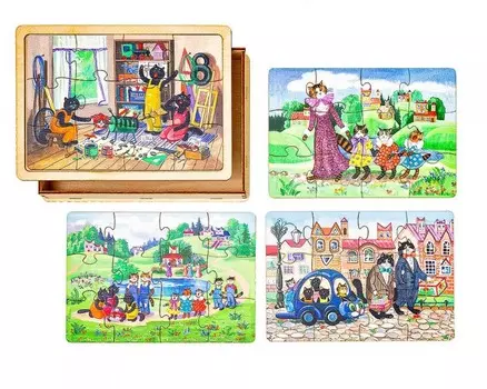 Деревянная игрушка Смайл Декор Набор пазлов Город котов