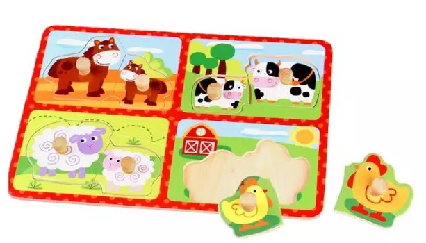 Деревянная игрушка Tooky Toy Пазл Ферма TY060