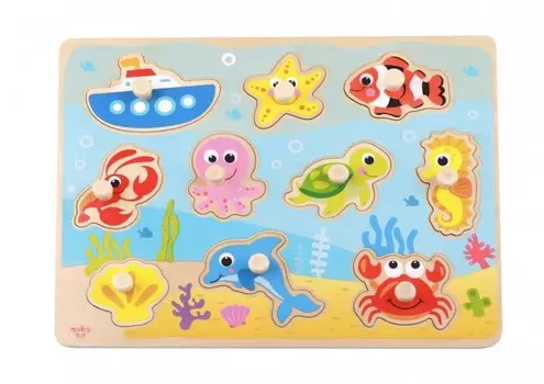 Деревянная игрушка Tooky Toy Пазл Морские обитатели TY856