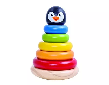 Деревянная игрушка Tooky Toy Пирамидка Пингвин TKB502