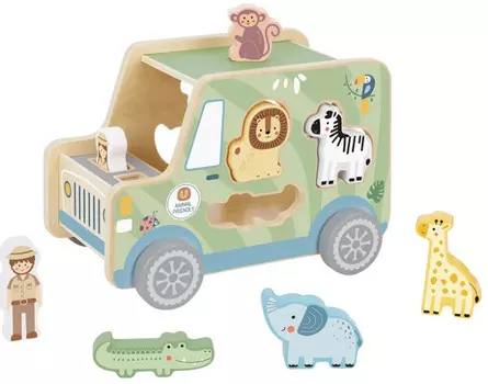 Деревянная игрушка Tooky Toy Сортер Джип Сафари