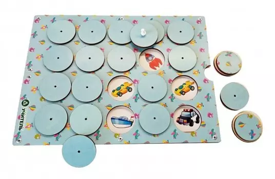 Деревянная игрушка Учитель Карточная игра-мемори Что едет плавает летает