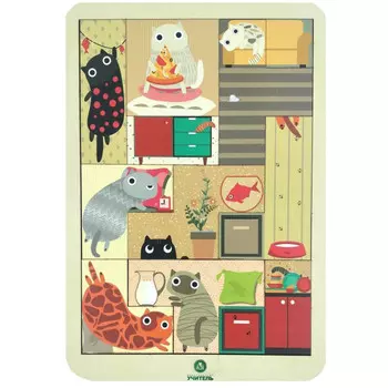 Деревянная игрушка Учитель Тетрис большой Коты и котики