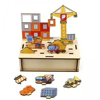 Деревянная игрушка Woodlandtoys Игра настольная Панорама. Стройка