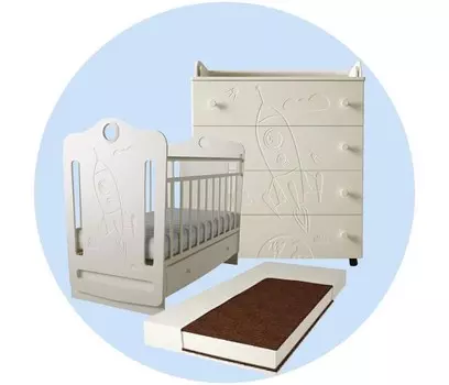 Детская кроватка Forest kids Space маятник поперечный с комодом и матрасом