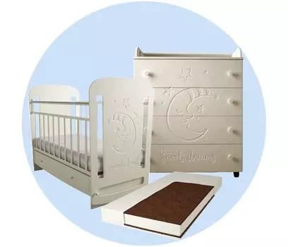 Детская кроватка Forest kids Sweet Dreams маятник поперечный с комодом и матрасом