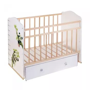 Детская кроватка ВДК Морозко Панды фигурные спинки маятник поперечный с ящиком