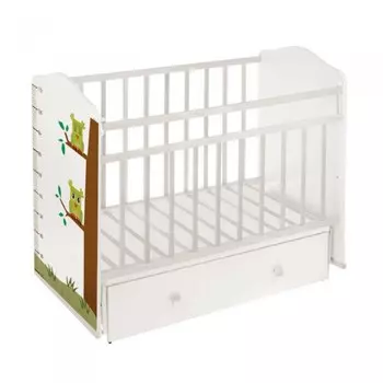 Детская кроватка ВДК Морозко Совы фигурные спинки маятник поперечный с ящиком