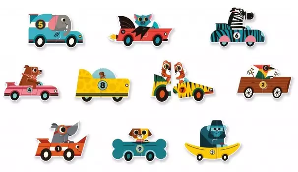 Djeco Пазл Гоночные машины (10 пазлов)