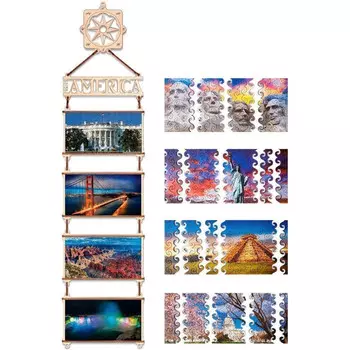 Eco Wood Art Деревянный двусторонний пазл Ewa Карта мира Северная Америка 70x18 см