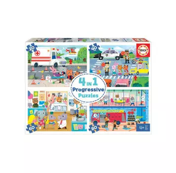 Educa Игрушка-головоломка пазл Герои спешат на помощь 4 в 1