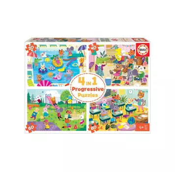 Educa Игрушка-головоломка пазл Школьный день 4 в 1