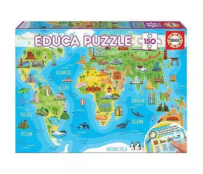 Educa Пазл Достопримечательности Карта мира 150 деталей