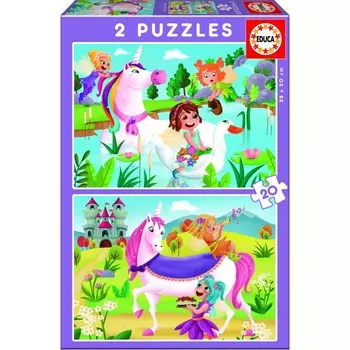 Educa Пазл Единороги и феи 2 в 1 (40 деталей)