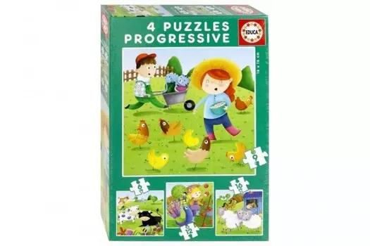 Educa Пазл Животные на ферме 4 в 1 (43 детали)