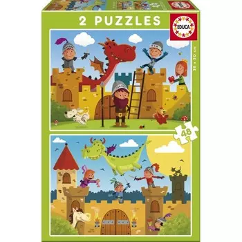 Educa Пазлы Драконы и рыцари 2 в 1 (96 деталей)