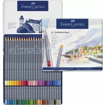 Faber-Castell Акварельные карандаши Goldfaber Aqua в металлической коробке 48 шт.