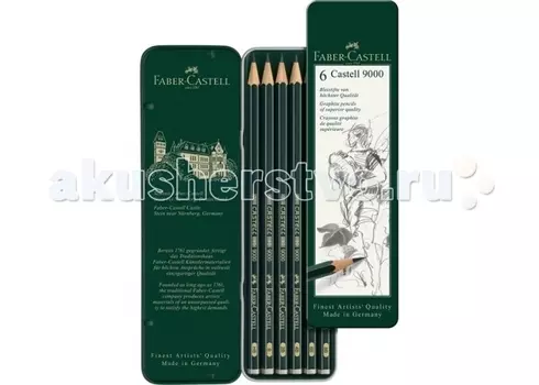 Faber-Castell Чернографитовый карандаш Castell 9000 6 шт.