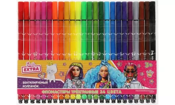 Фломастеры Умка трёхгранные Barbie 24 цвета
