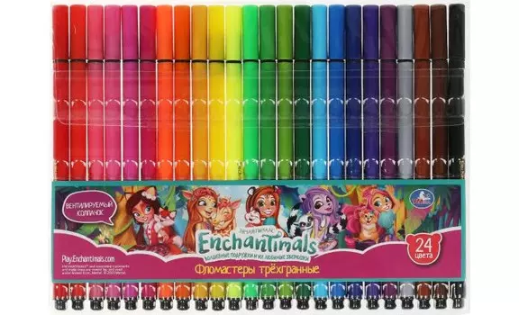 Фломастеры Умка трёхгранные Enchantimals 24 цвета