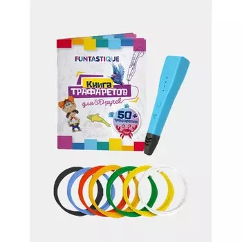 Funtastique Набор для 3D творчества 4 в 1: 3D-ручка Cleo, книжка с трафаретами, PLA-пластик 7 цветов