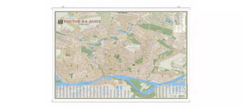 Геодом Карта настенная на рейках Ростов-на-Дону 101х69 см