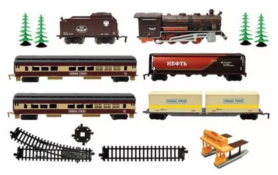 Голубая стрела Железная дорога Паровозик со станцией 720 см 87136