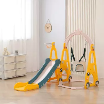 Горка UNIX Kids Горка с качелями UNIX Kids Funny Car (138 cm) Yellow