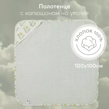 Happy Baby Полотенце с капюшоном 100х100 см, 87554