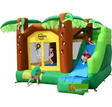 Happy Hop Надувной батут с горкой Мега джунгли 9164