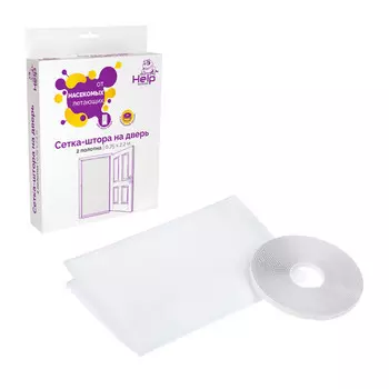 Help Сетка-штора на дверь противомоскитная с крепежной лентой 75x220 см 2 шт.