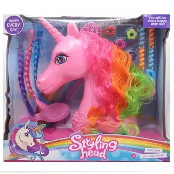 HK Industries Голова для создания причесок Единорог с разноцветной гривой