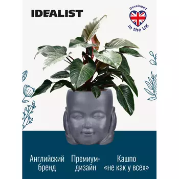 Idealist Lite Кашпо для цветов Голова Малыш-монах Ничего не слышу 24.5х24х23.5 см 4.9 л