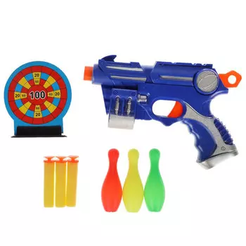 Играем вместе Бластер Смерч с мягкими пулями и кеглями