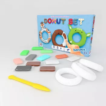 Игротрейд Набор лёгкого прыгающего пластилина ТМ Moon Light Clay Donut Set Heroes